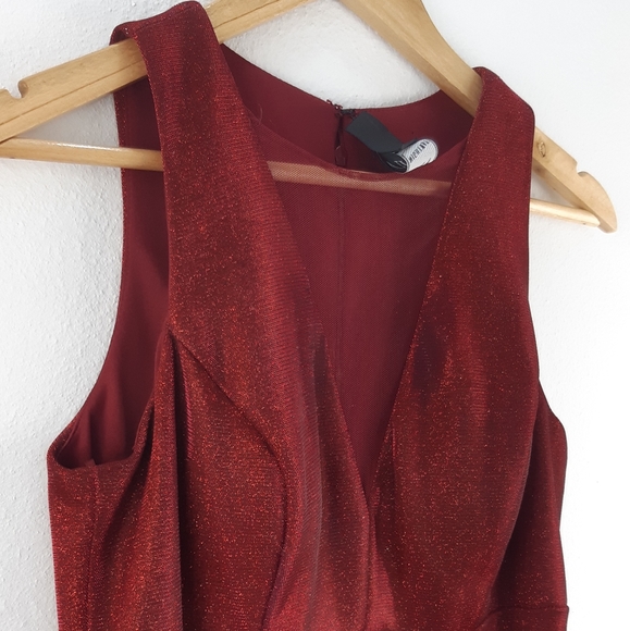 ๐HP๐ NIGHTWAY red fucsia metallic short dress - Picture 2 of 6